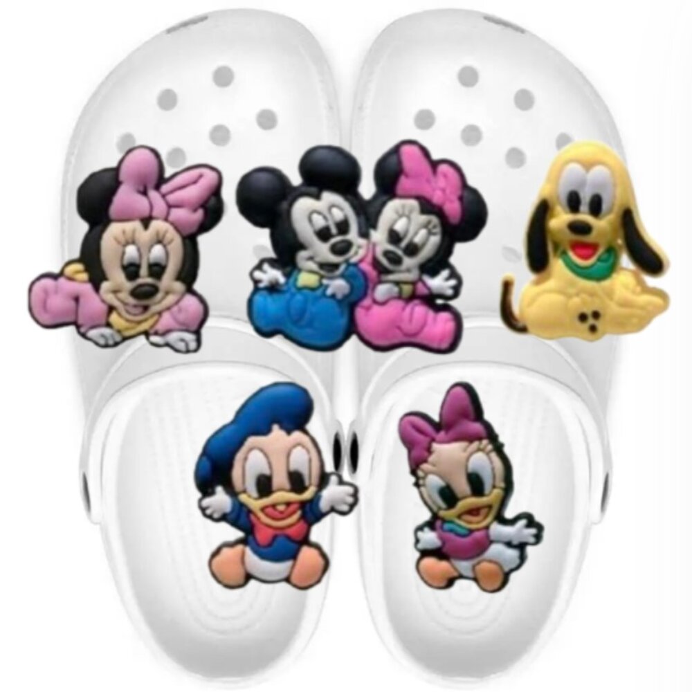 BOGO!! Crocs Shoe Charms Jibbitz Disney Baby Mickey Minnie Ducks Pluto 5 pc NEW